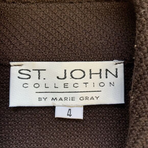 VTG St. John Collection Marie Gray Womens Sz. 4 Brown Button Jacket Blazer USA - Picture 7 of 12